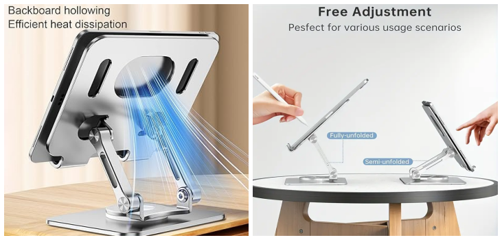 Collage of Swivel Dock in use